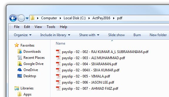 output pdf payslip